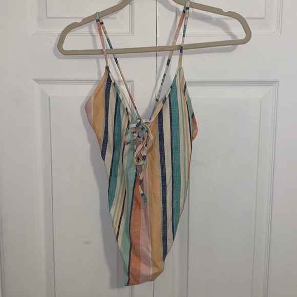 Forever 21 Other - Forever 21 One Piece High Cut Striped Bathing Suit